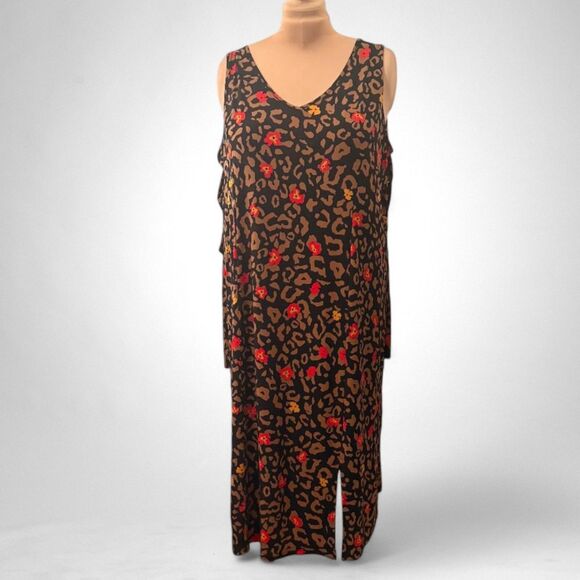 IMAN Chic Runway Jersey Dress & Tie Front Topper Leopard Print Set, Size 3XP - Picture 7 of 11